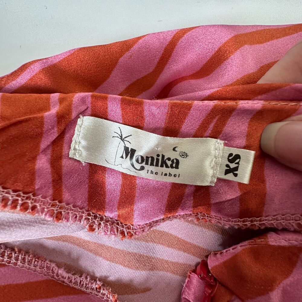 Monika Rust Orange Pink Patti Animal Print Maxi Skirt 100% Pure Silk XS - Picture 8 of 14